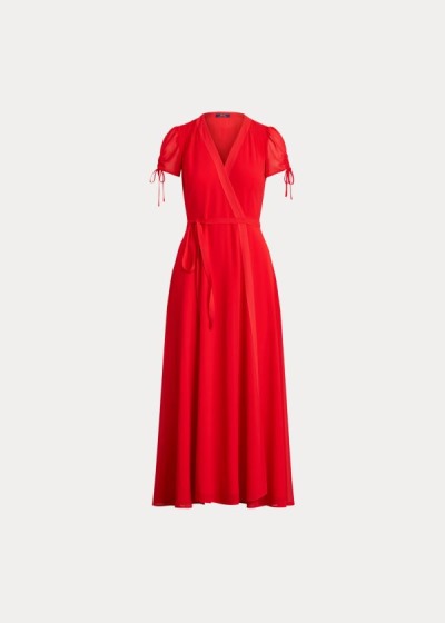 Vestidos Polo Ralph Lauren Mujer Rojos - Crepe Wrap - UDRBM7594